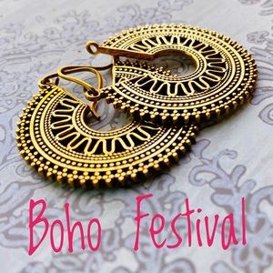 Boho India Golden Hoop Earrings